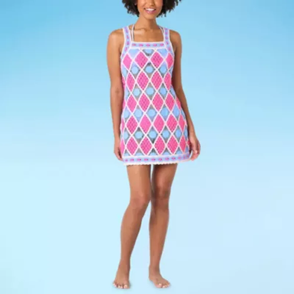 Decree Womens Checked Dress Swimsuit Cover-Up