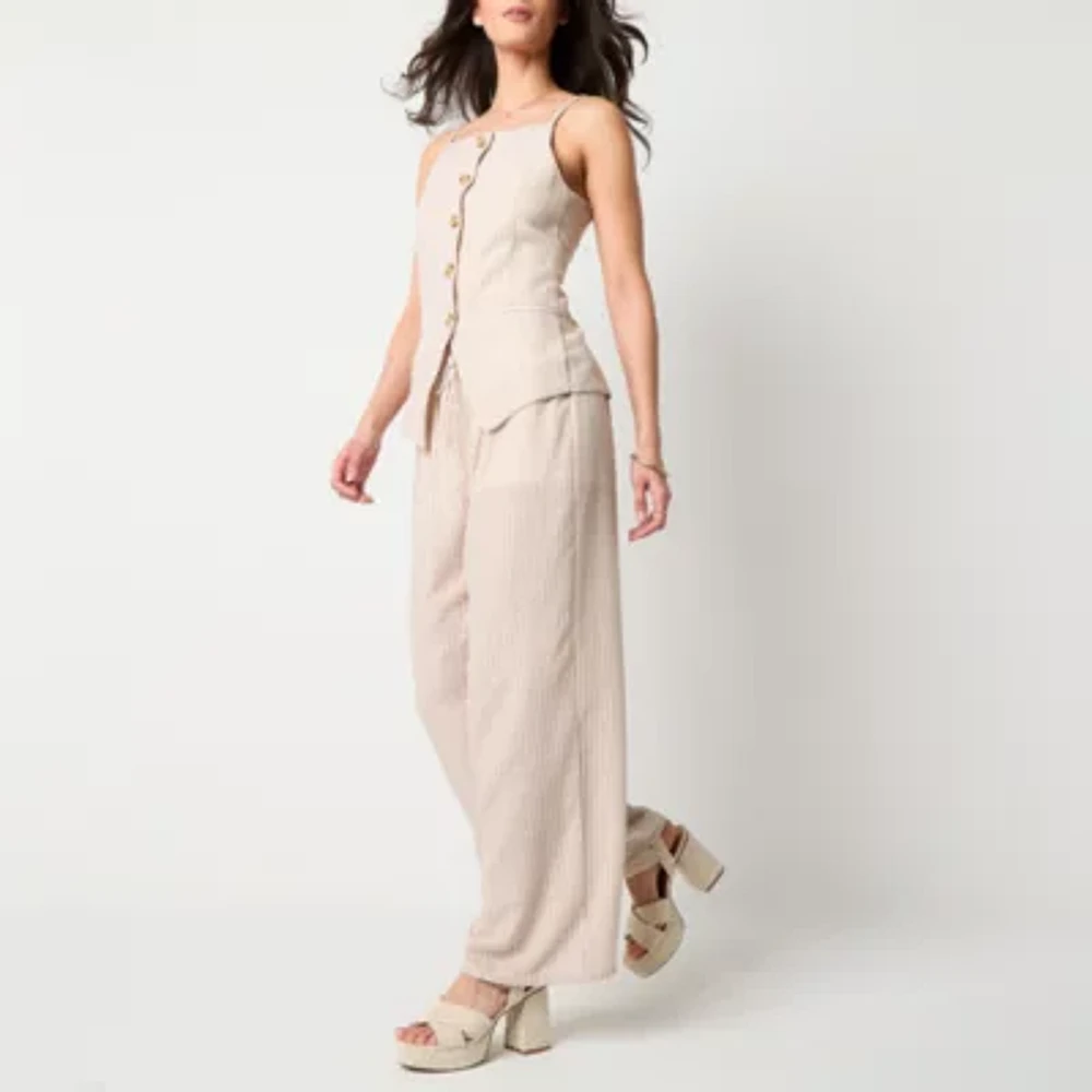 by&by-Juniors Womens Loose Fit Wide Leg Trouser