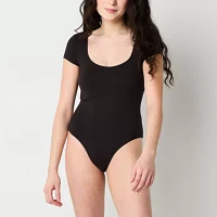 Arizona Womens Scoop Neck Short Sleeve Bodysuit Juniors