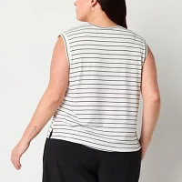 Stylus Womens Plus Crew Neck Sleeveless T-Shirt