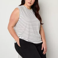 Stylus Womens Plus Crew Neck Sleeveless T-Shirt