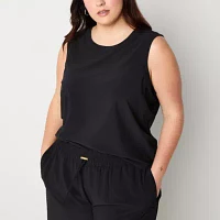 Stylus Plus Womens Round Neck Sleeveless Shell
