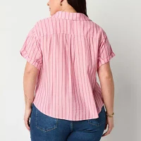 a.n.a Plus Womens Short Sleeve Blouse