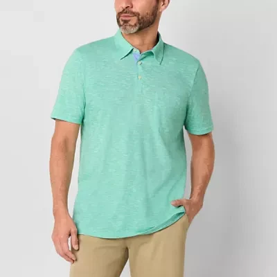 St. John's Bay Sueded Jersey Mens Slim Fit Short Sleeve Pocket Polo Shirt