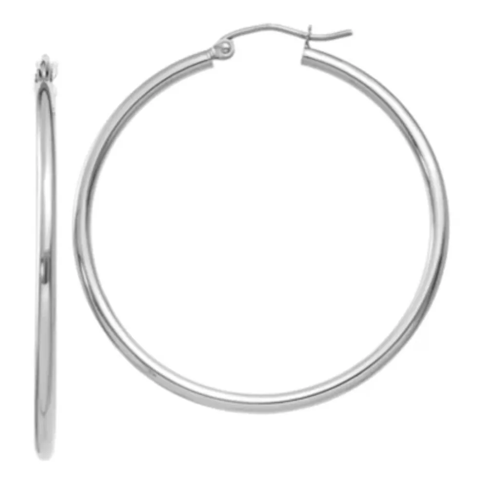14K Gold 40mm Round Hoop Earrings