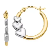 10K Two Tone Gold 16mm Heart Hoop Earrings