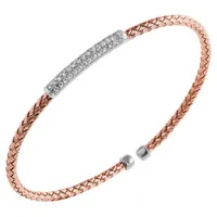 Paris 1901 By Charles Garnier Womens White Cubic Zirconia Sterling Silver 18K Rose Gold Over Silver Cuff Bracelet