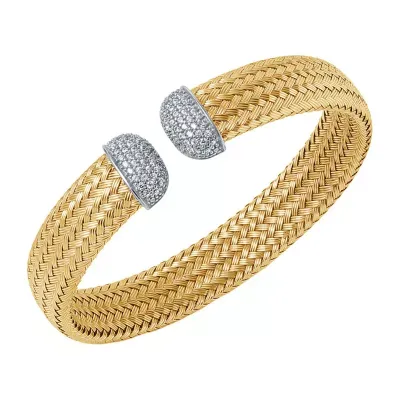 Paris 1901 By Charles Garnier Womens Cubic Zirconia 18K Gold Over Silver Cuff Bracelet