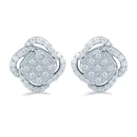 1/ CT. T.W. Natural White Diamond Sterling Silver 10.1mm Stud Earrings