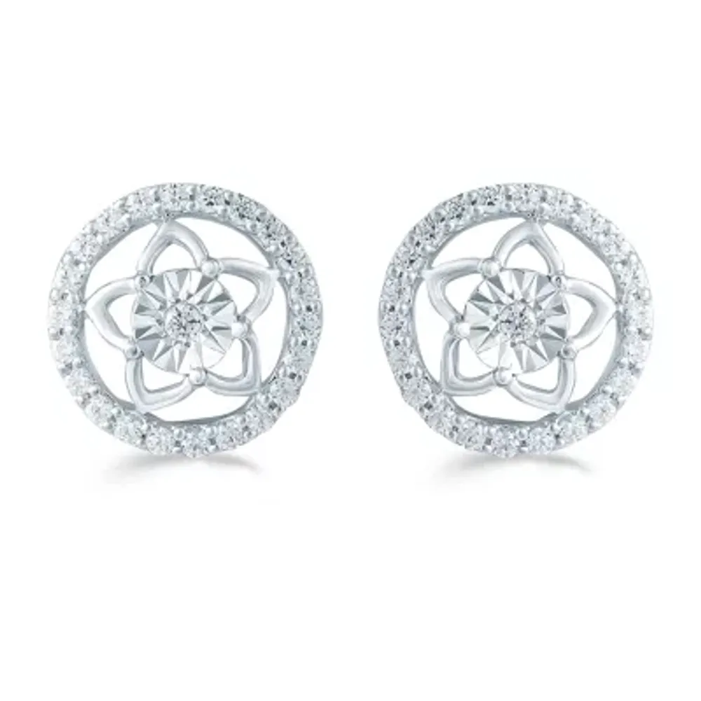 1/3 CT. T.W. Natural White Diamond Sterling Silver 10.4mm Stud Earrings