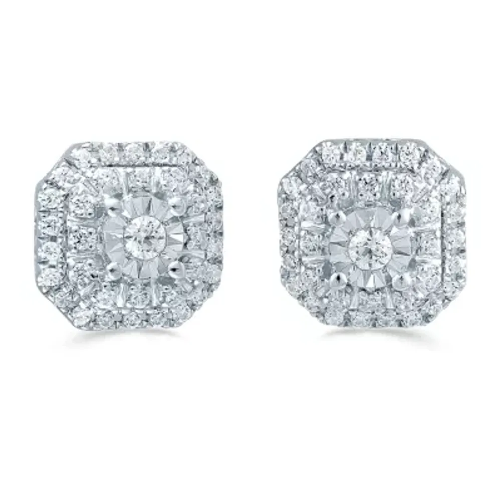 1/4 CT. T.W. Natural White Diamond Sterling Silver 7.7mm Stud Earrings