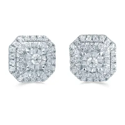 1/4 CT. T.W. Natural White Diamond Sterling Silver 7.7mm Stud Earrings