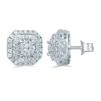 1/4 CT. T.W. Natural White Diamond Sterling Silver 7.7mm Stud Earrings