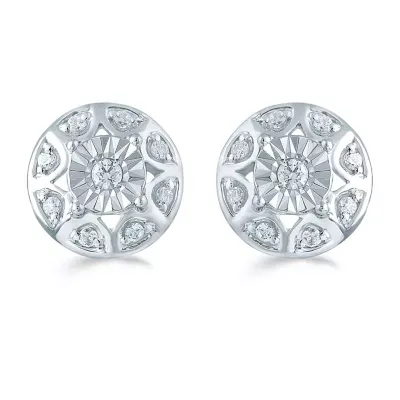 1/5 CT. Natural White Diamond Sterling Silver 9.7mm Stud Earrings