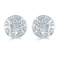 1/ CT. T.W. Natural White Diamond Sterling Silver 9.7mm Stud Earrings