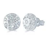 1/ CT. T.W. Natural White Diamond Sterling Silver 9.7mm Stud Earrings