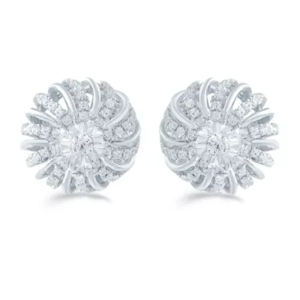 1/2 CT. T.W. Natural White Diamond Sterling Silver 12.1mm Stud Earrings