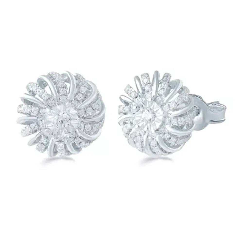 1/2 CT. T.W. Natural White Diamond Sterling Silver 12.1mm Stud Earrings