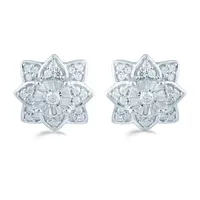 1/3 CT. T.W. Natural White Diamond Sterling Silver 11.1mm Flower Stud Earrings