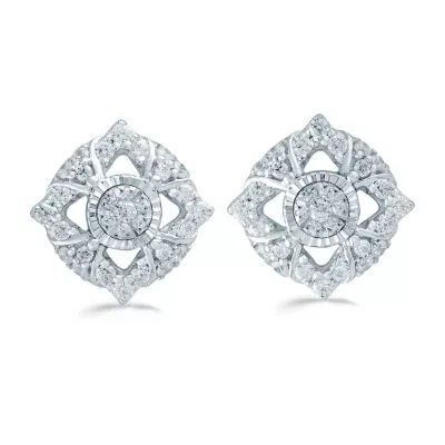 1/2 CT. T.W. Natural White Diamond Sterling Silver 12.1mm Stud Earrings