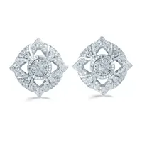 1/2 CT. T.W. Natural White Diamond Sterling Silver 12.1mm Stud Earrings