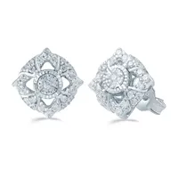 1/2 CT. T.W. Natural White Diamond Sterling Silver 12.1mm Stud Earrings