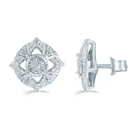 1/2 CT. T.W. Natural White Diamond Sterling Silver 12.1mm Stud Earrings