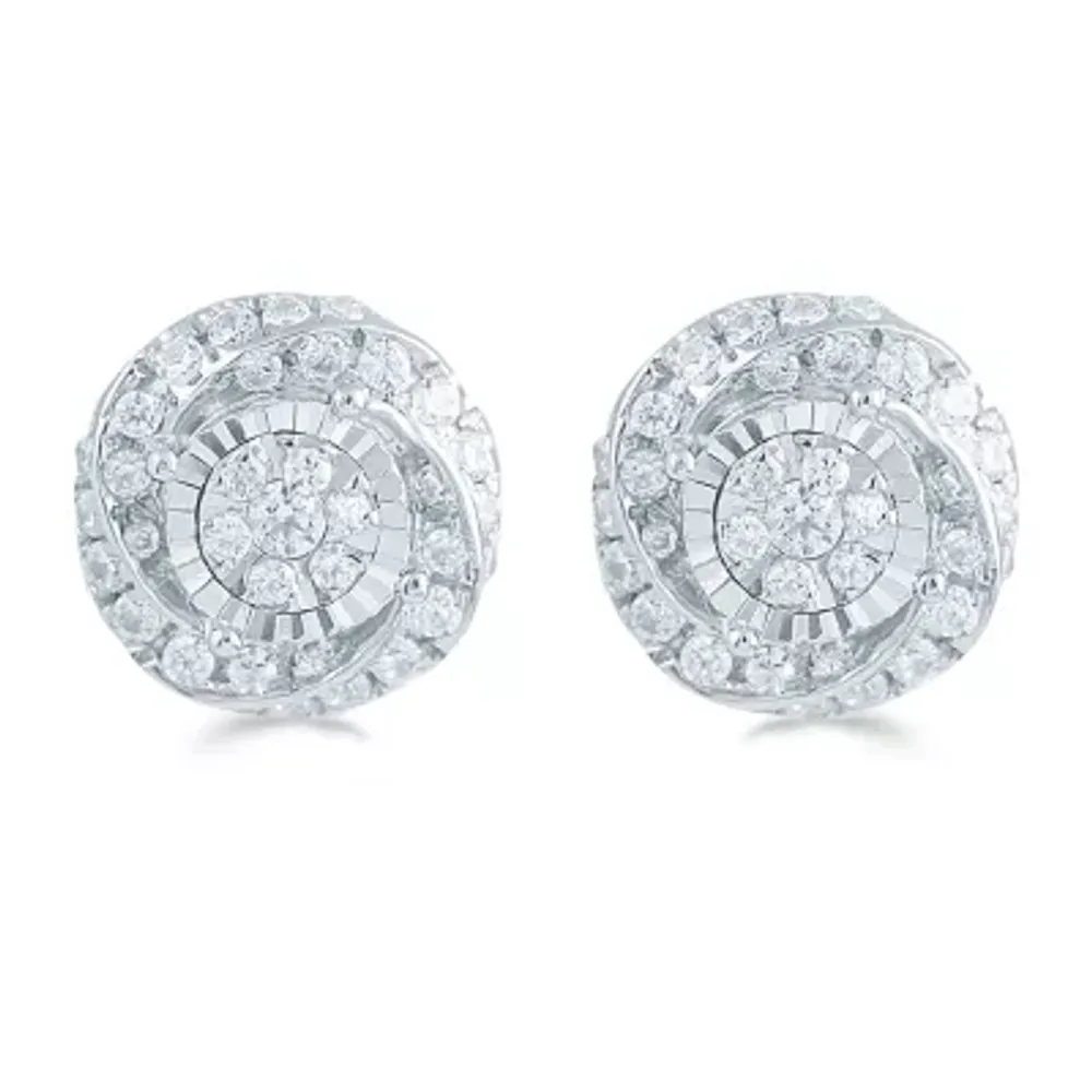 1/2 CT. T.W. Natural White Diamond Sterling Silver 9.7mm Stud Earrings