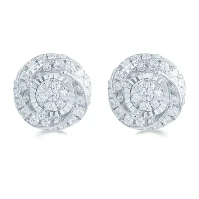 1/2 CT. T.W. Natural White Diamond Sterling Silver 9.7mm Stud Earrings
