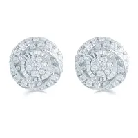 1/ CT. T.W. Natural White Diamond Sterling Silver 9.7mm Stud Earrings