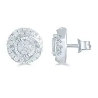 1/ CT. T.W. Natural White Diamond Sterling Silver 9.7mm Stud Earrings