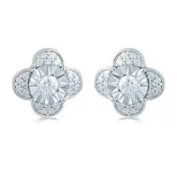 3/8 CT. T.W. Natural White Diamond Sterling Silver 10.6mm Flower Stud Earrings