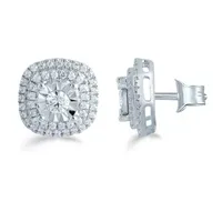 1/2 CT. T.W. Natural White Diamond Sterling Silver 9.4mm Stud Earrings