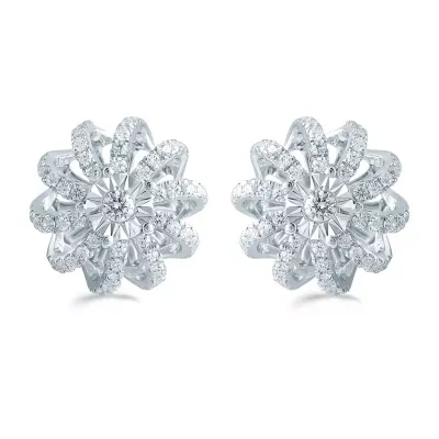 1/2 CT. T.W. Natural White Diamond Sterling Silver 11.9mm Flower Stud Earrings