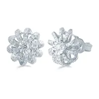 1/ CT. T.W. Natural White Diamond Sterling Silver 11.9mm Flower Stud Earrings