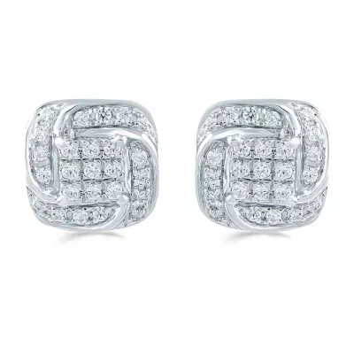 1/4 CT. T.W. Natural White Diamond Sterling Silver 8.6mm Stud Earrings