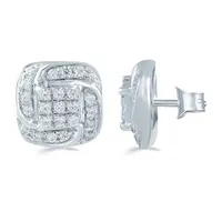 1/ CT. T.W. Mined White Diamond Sterling Silver 8.6mm Stud Earrings