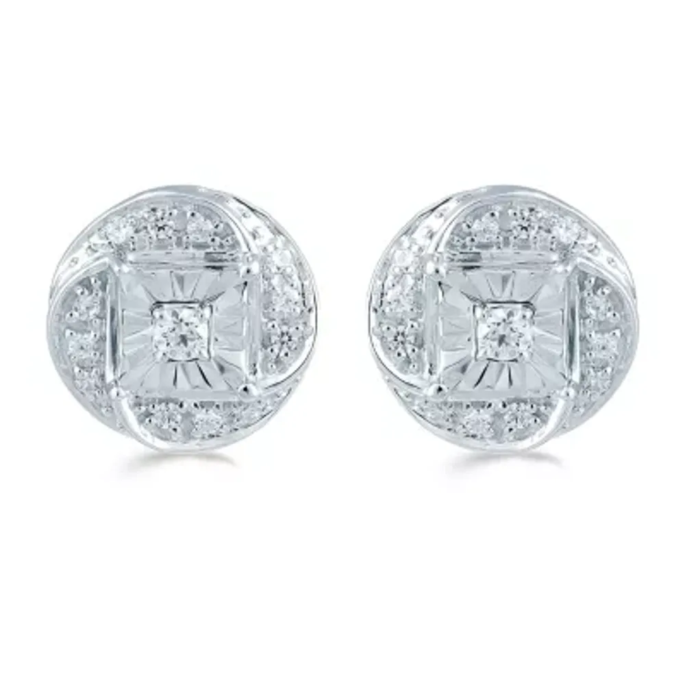 1/6 CT. T.W. Natural White Diamond Sterling Silver 8.9mm Stud Earrings