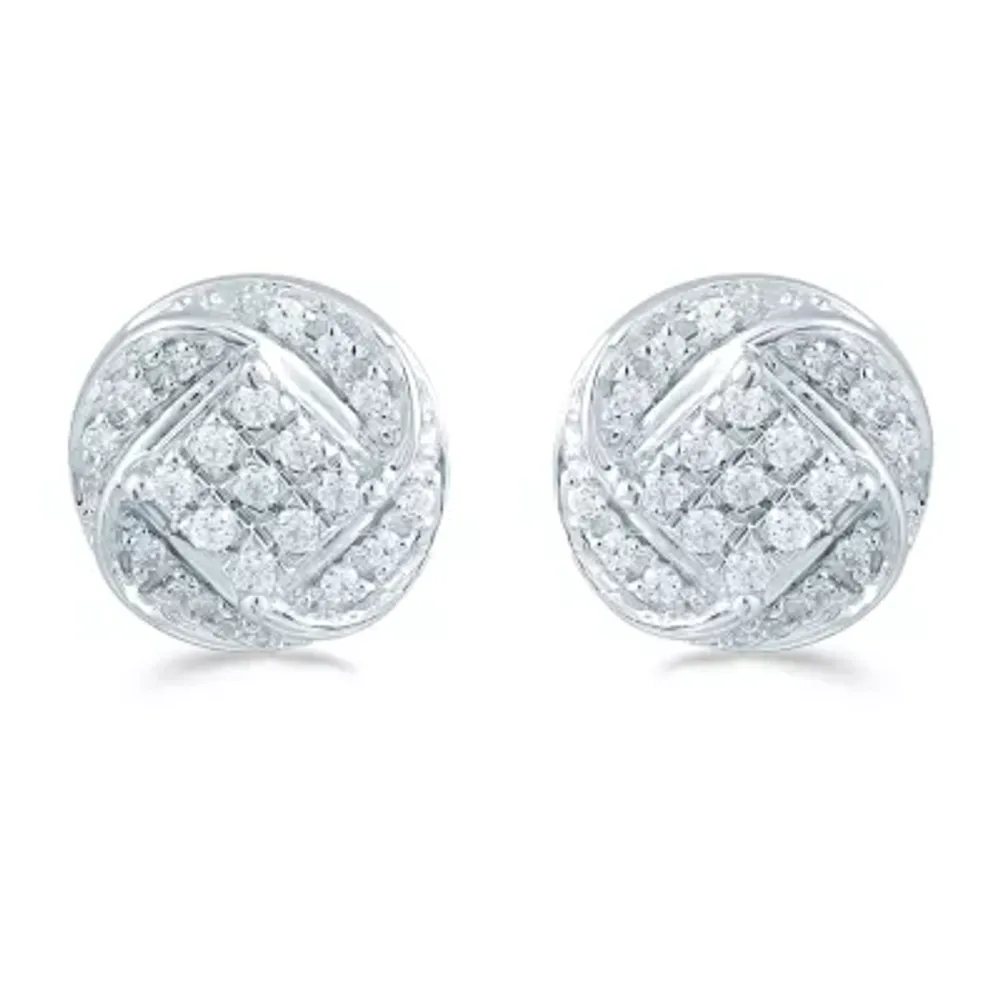 1/5 CT. Natural White Diamond Sterling Silver 8.8mm Stud Earrings