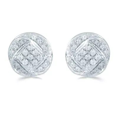 1/5 CT. Natural White Diamond Sterling Silver 8.8mm Stud Earrings
