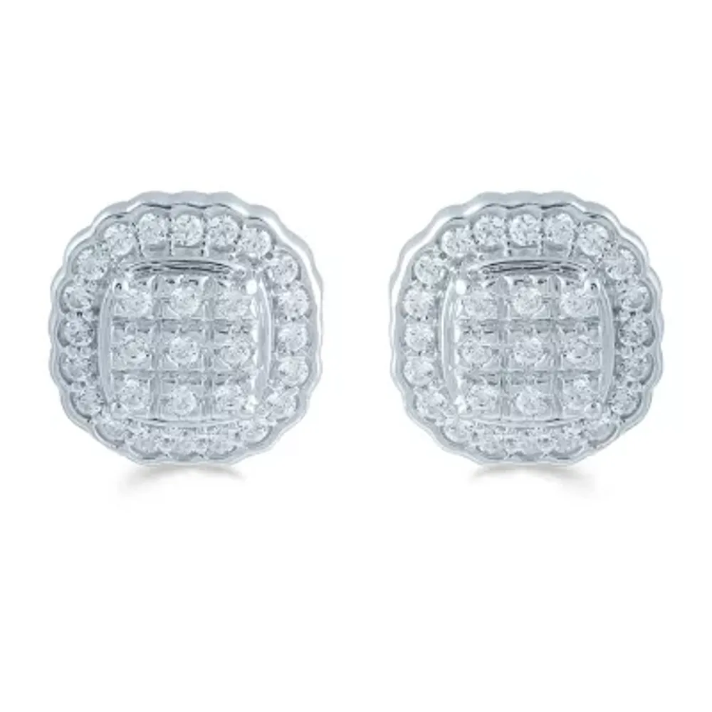 1/2 CT. T.W. Natural White Diamond Sterling Silver 10.9mm Stud Earrings
