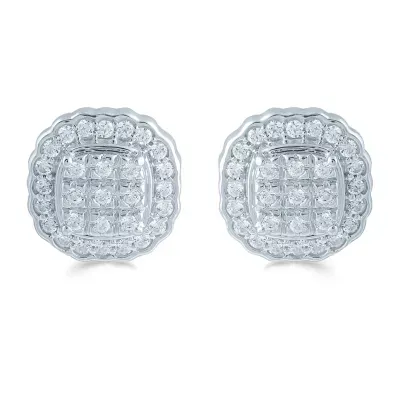 1/2 CT. T.W. Natural White Diamond Sterling Silver 10.9mm Stud Earrings