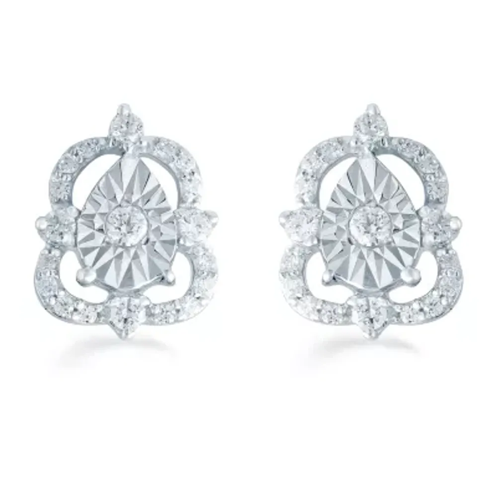 1/5 CT. Natural White Diamond Sterling Silver 9.3mm Stud Earrings