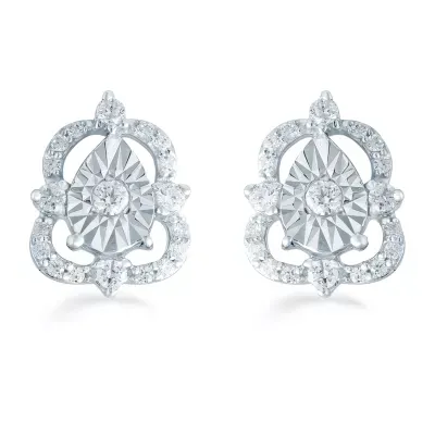 1/5 CT. Natural White Diamond Sterling Silver 9.3mm Stud Earrings