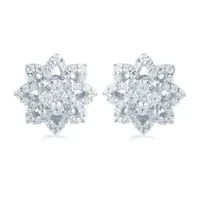 1/2 CT. T.W. Natural White Diamond Sterling Silver 10.3mm Star Stud Earrings