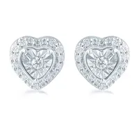1/4 CT. T.W. Mined White Diamond Sterling Silver 8.4mm Heart Stud Earrings