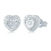 1/4 CT. T.W. Natural White Diamond Sterling Silver 8.4mm Heart Stud Earrings