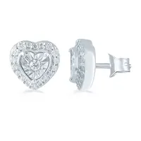 1/4 CT. T.W. Mined White Diamond Sterling Silver 8.4mm Heart Stud Earrings