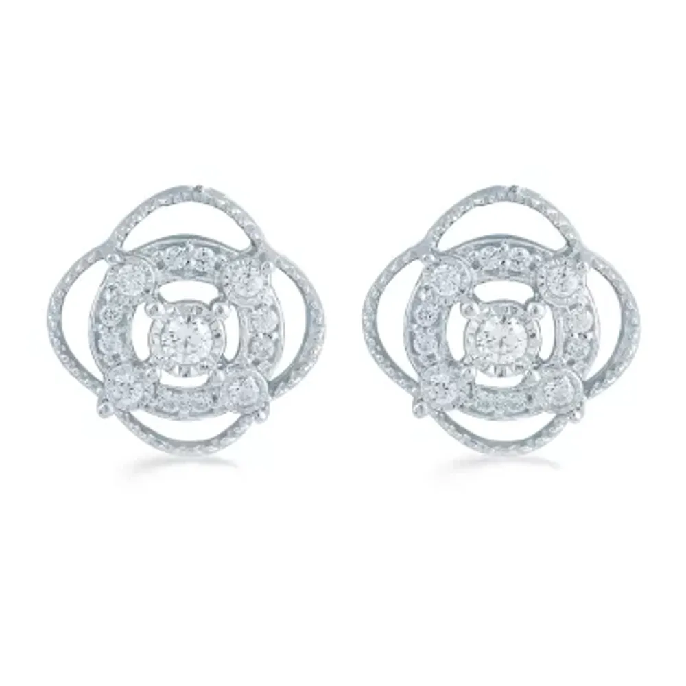 1/5 CT. Natural White Diamond Sterling Silver 10.6mm Stud Earrings