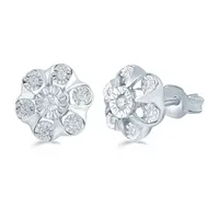 1/4 CT. T.W. Natural White Diamond Sterling Silver 10.9mm Flower Stud Earrings